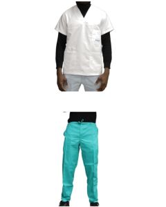 PIJAMA DE TRABAJO CERRADO, CUELLO PICO, MANGA CORTA, UNISEX